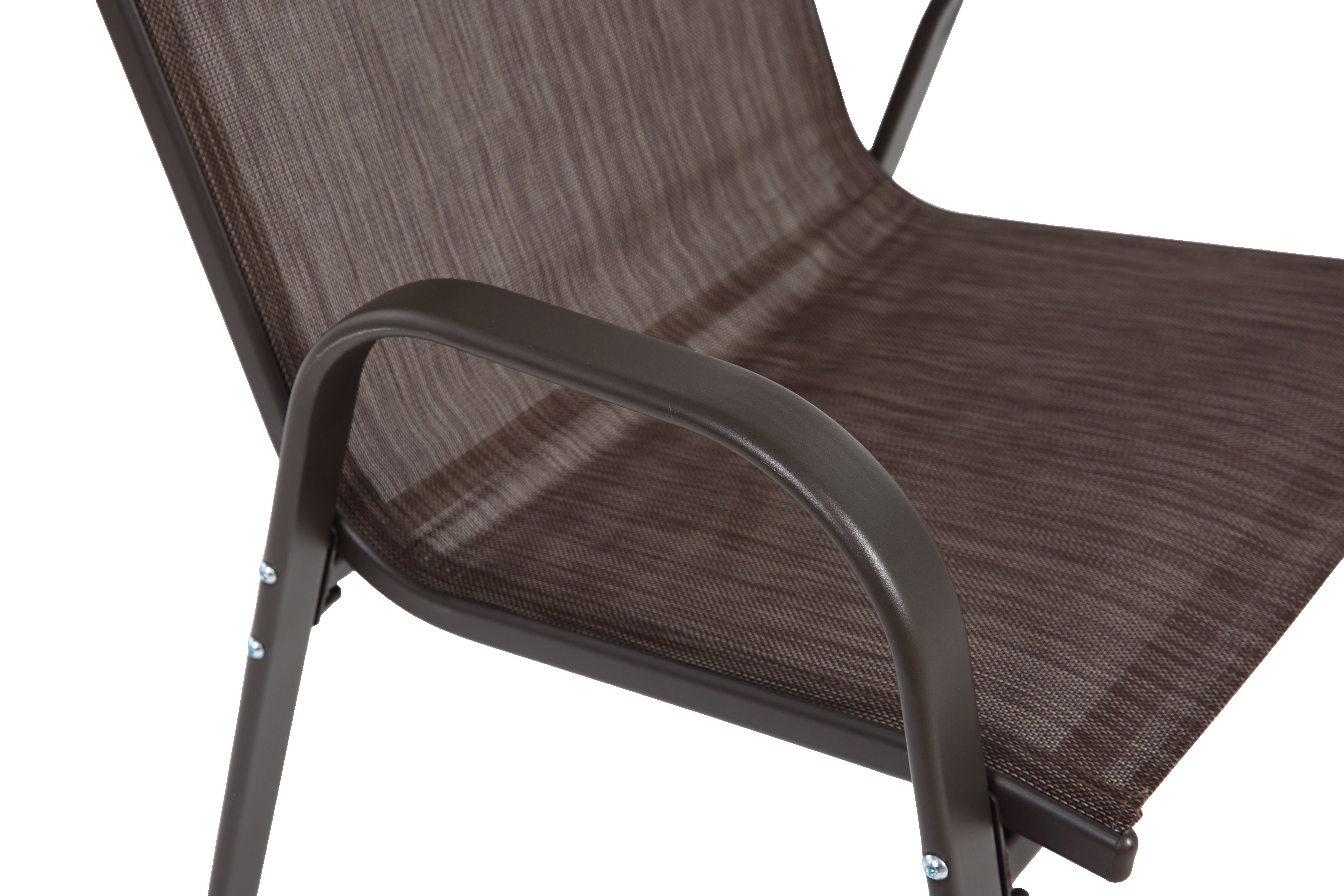 4 Piece Patio Chairs, Outdoor Camping Chairs With Breathable Textilene Fabric, Set Of 2 Garden Chairs With Armrest High Backrest For Garden Patio Pool Beach Yard Space Saving   Brown