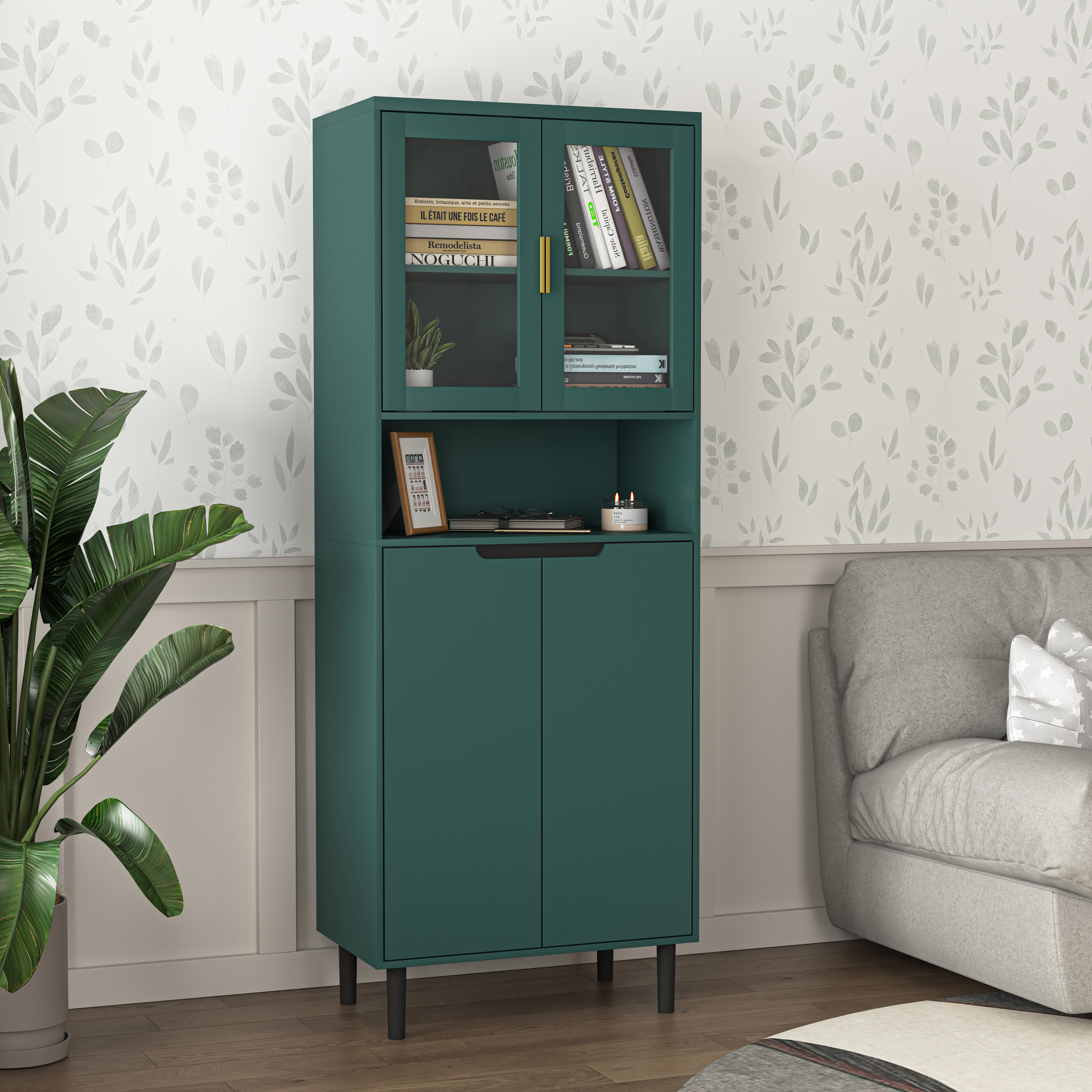 Tall Glass Door Bookcase