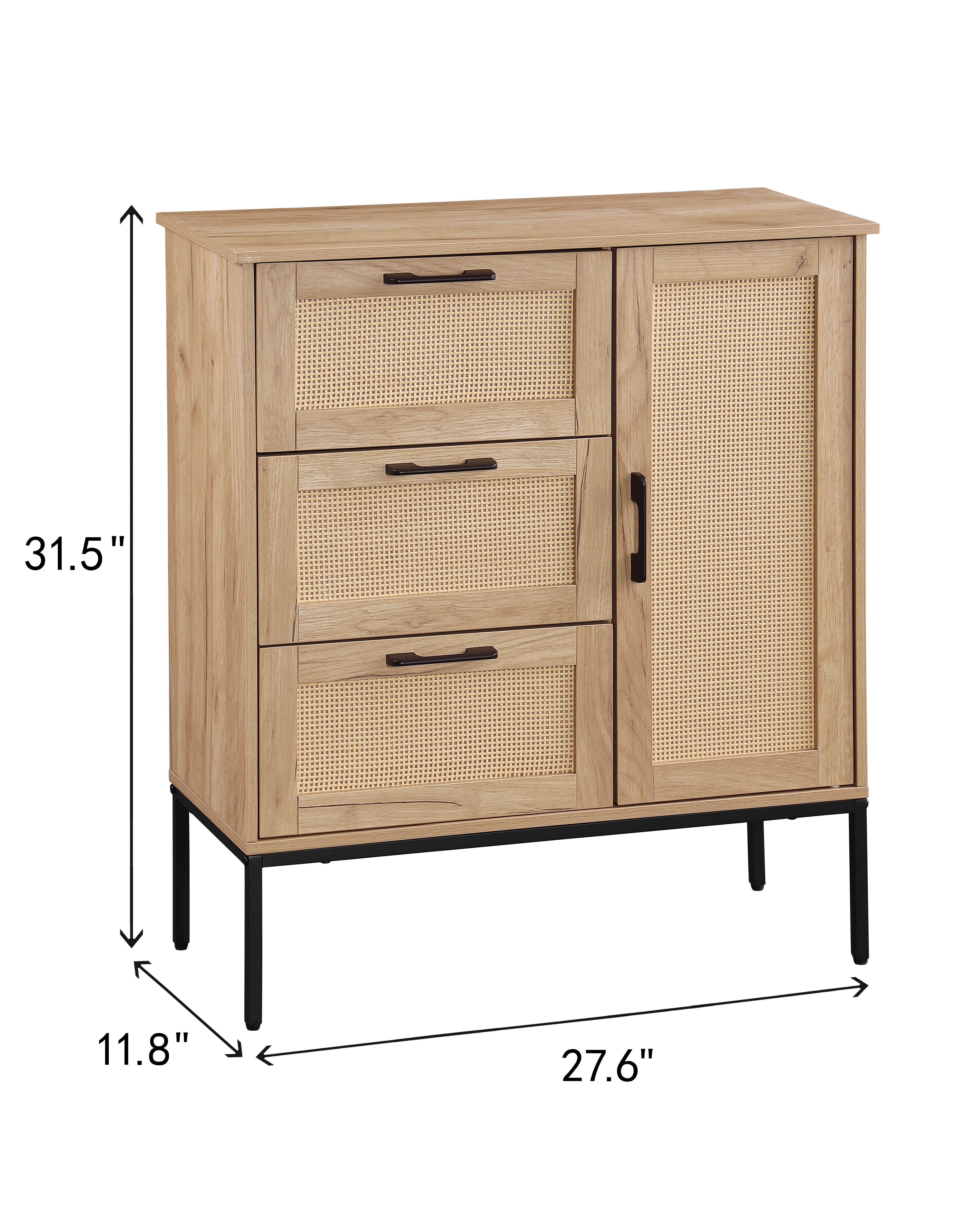Rattan Storage Cabinet with Drawers