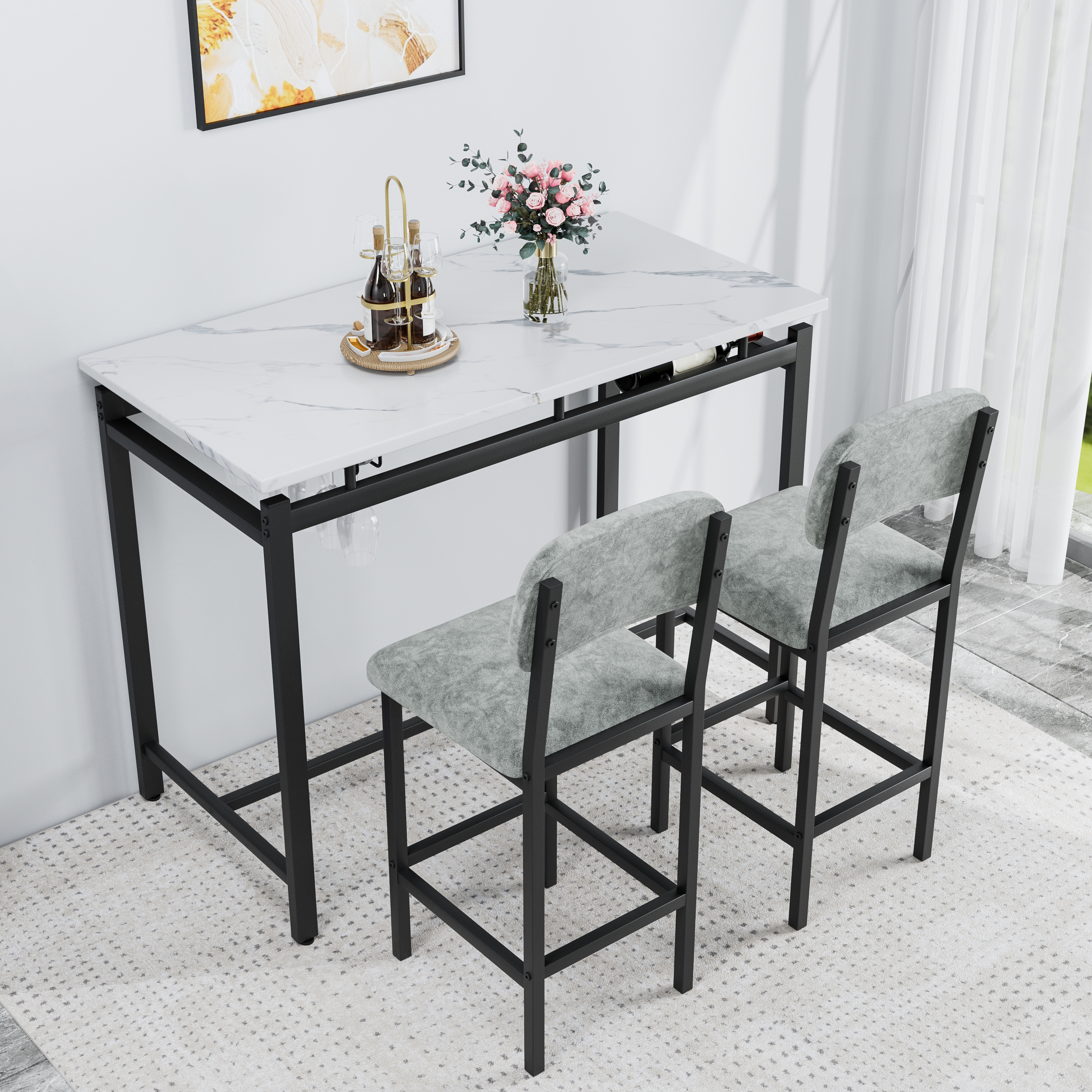 Dining Table Set with 2 Chairs
