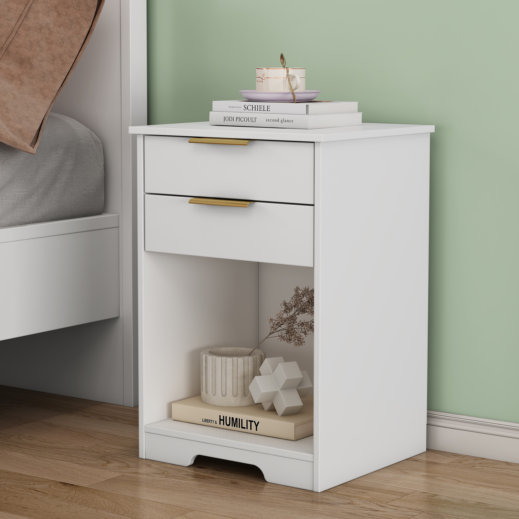 White Nightstand with 2 Drawers, picture 4 of 4