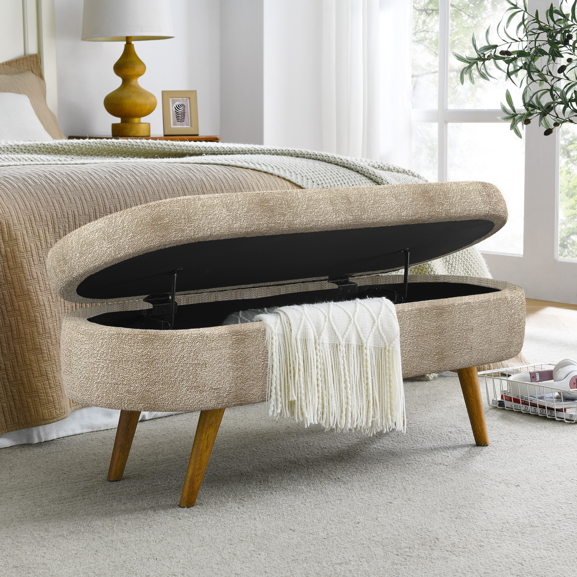 Oval Storage Ottoman Bench