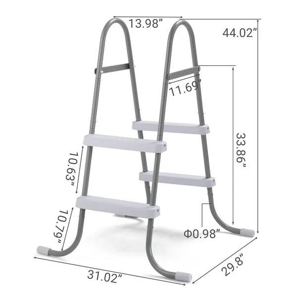2 Steps 33in Pool Ladder Iron Grey Frame & White Steps image 4