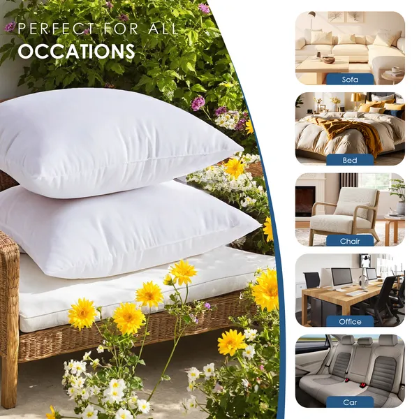 White Square Pillows 2-pack With Bubble Wrap Suitable For Bed Cushions, 18X18 Inches, Sofa Cushions, Patio Cushions, Cushion Inserts, Breathable, Hand Washable, OKO-100 Certified.