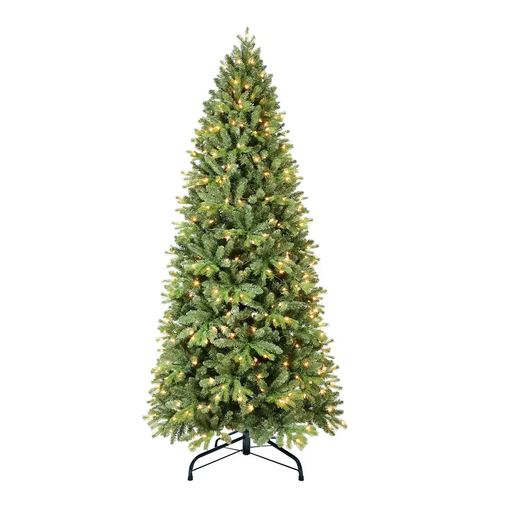Artificial 6ft Green Christmas Tree With 1032 PE&PVC Mixed Branch Tips, 300L Warm White Led, Memory Wire&iron Wire, Hinged Premium & Foldable Base For Indoor Ho