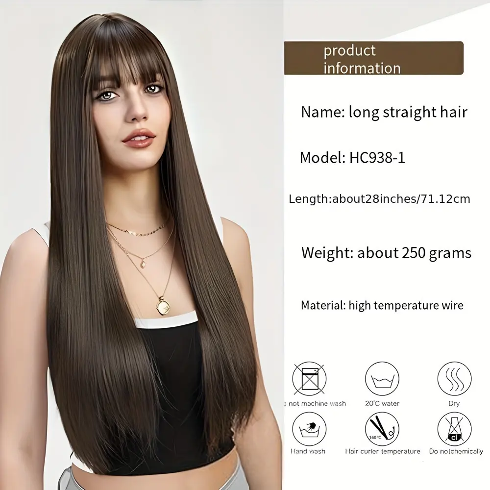 European and American long straight wigs-Model HC938