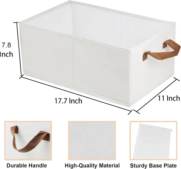 Pack Of 3 Large Capacity Storage Bins Closet Organizer System, Sturdy Foldable Storage Boxes For Organizing Clothing, Sheets, Toys, Books - Shelf Organizer Shelves Basket Storage Bin