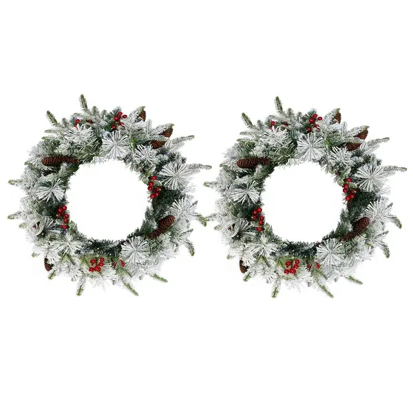 2 Pack 18in Pre-lit Snow Flocked Christmas