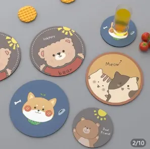 Thermal insulation coaster-Cartoon pair of cats-22 *