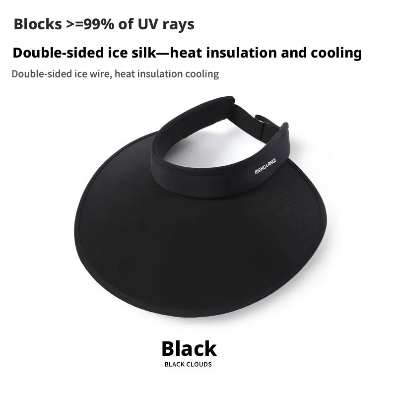 Extra large hollow top sun protection cap-foldable-black