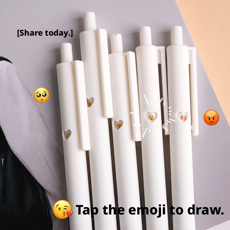 Expression press gel pen-white smiling face randomly-one pack-nude pack