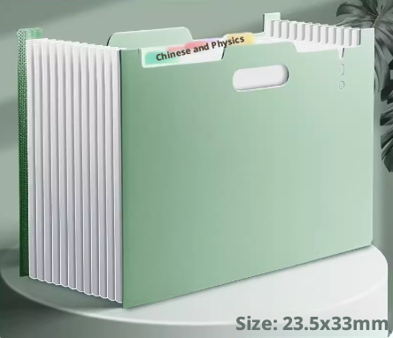 Vertical document box-horizontal 13 grids-green