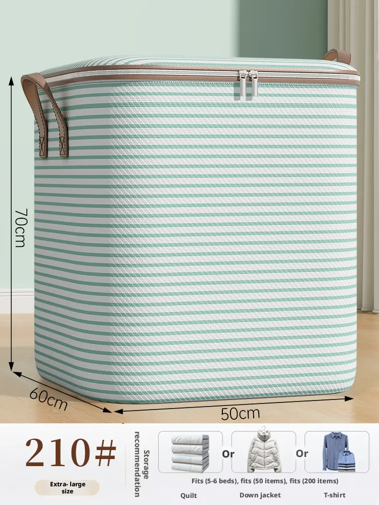 Quilt storage box-Green stripe-Huge size-65 * 60