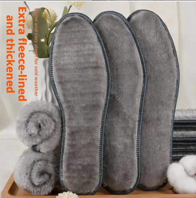 Imitation rabbit fur and velvet insole-gray-39 size