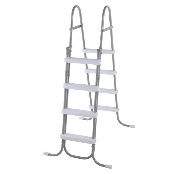 4 Steps 52in Pool Ladder Iron Grey Frame & White Steps Safety Ladder