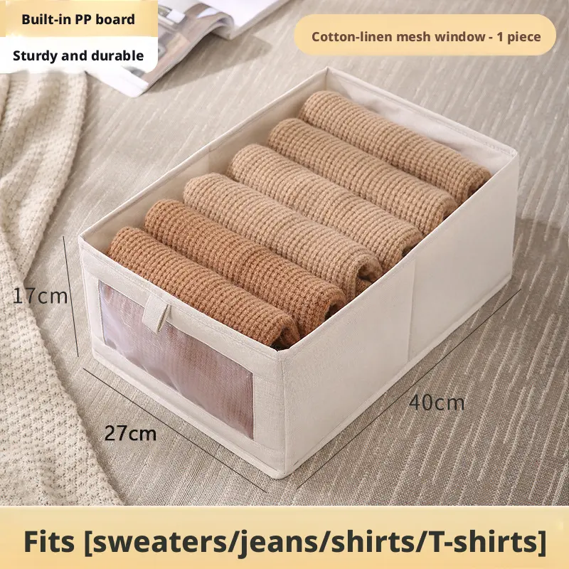 Fabric storage box-beige visible nonwoven opp pack