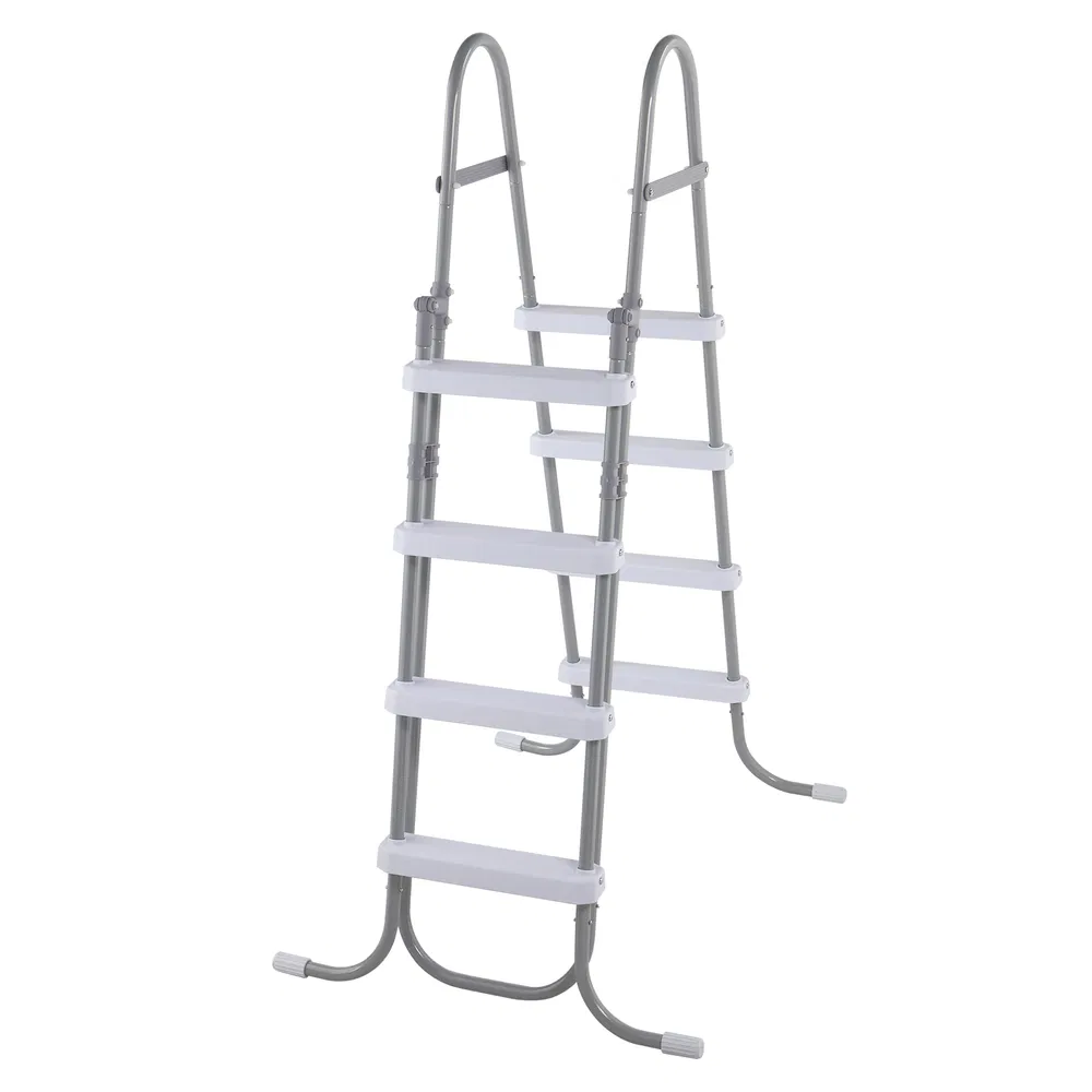 4 Steps 52in Pool Ladder Iron Grey Frame & White Steps Safety Ladder