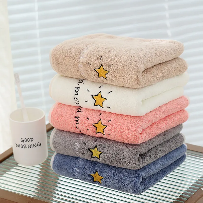 Coral velvet towel-blue-1 pack