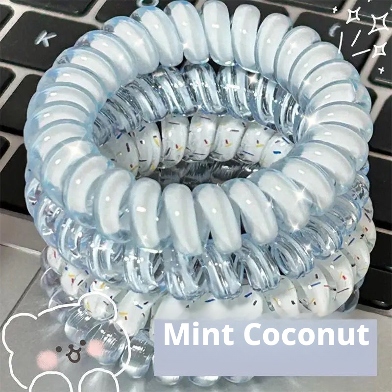 Telephone cord hair ring-Strawberry series-4 pieces pack-bag