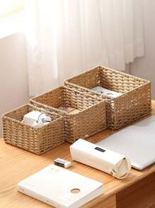 Woven storage basket-set of three