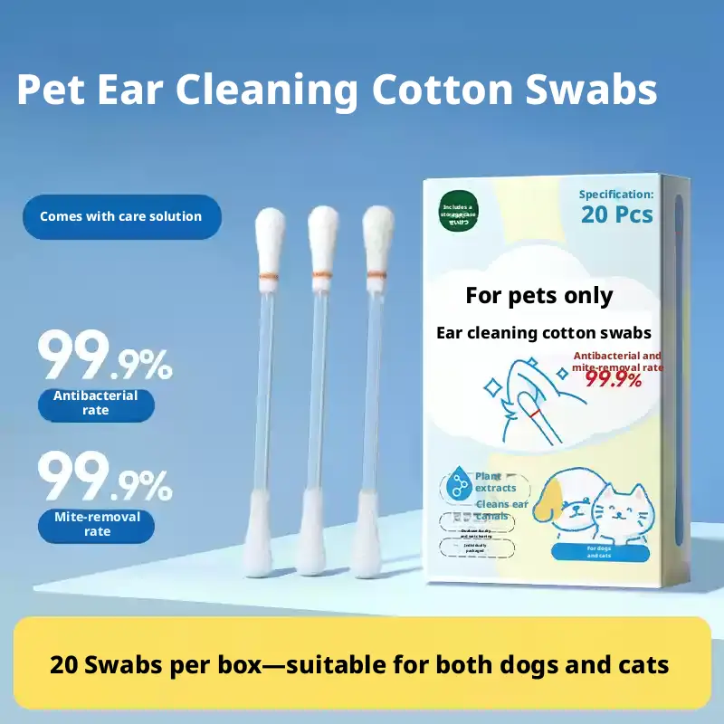 Pet ear cleaning cotton wands-20 pieces-1 box