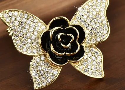 Flower brooch-black- -opp bag