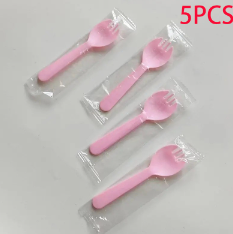 Colorful fork and spoon-11.5cm-pink-1 pack