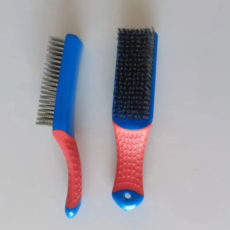 Stainless steel wire brush-blue red