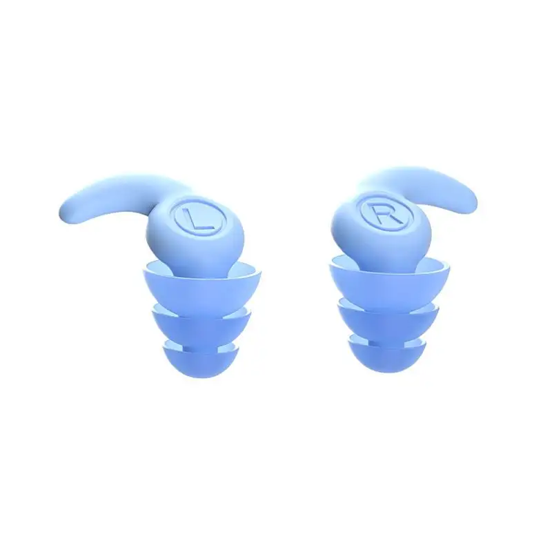 Silicone soundproof earbuds-blue-1 pair *[patent]-box