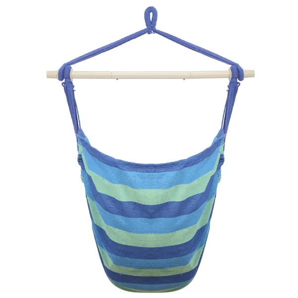 Distinctive Cotton Canvas Hanging Rope Chair With Pillows Blue