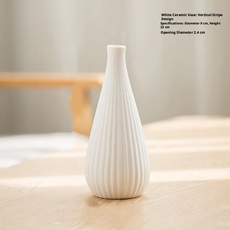 Dried flower ceramic decoration-white vertical stripe pattern
