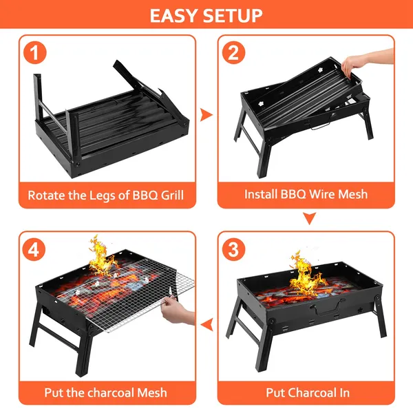 Portable BBQ Barbecue Grill Foldable Charcoal Grill Camping Garden Outdoor Travel