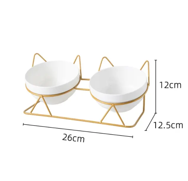 Ceramic cat bowl-Double bowl-1 pack