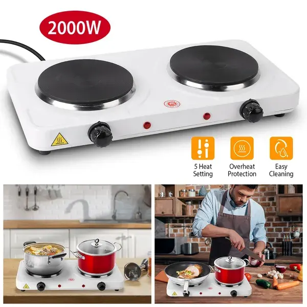 Cooking Electric Heating Plate, 2-burner Stove, 2000