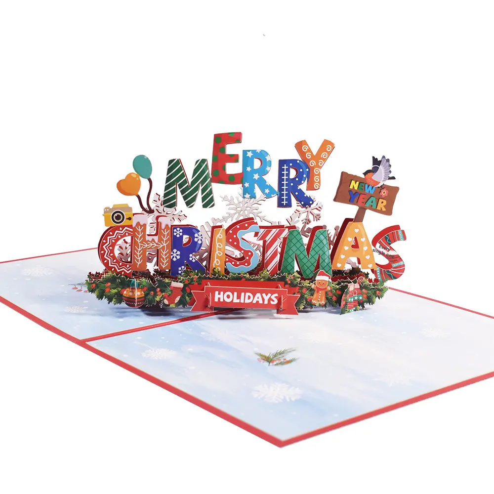 Christmas three-dimensional greeting card-color printed plain characters-1