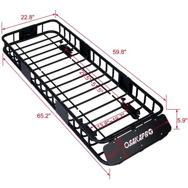 Rooftop Cargo Carrier Basket Motoring Roof Rack,Top Mount Roof Rack 64′ Black Steel