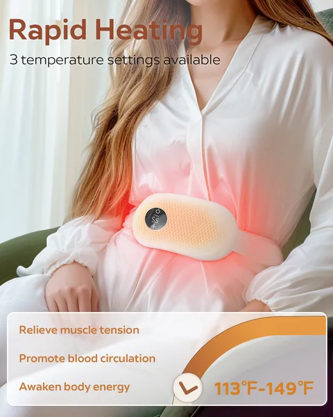 Portable Heating Pad, Heating Pad For Period Cramps, Fast Heating Pad, Wearable Heating Pads For Cramps With 3 Heat, Back Or Tummy Heating Pad For Women And Girls - No Shipments On Weekends