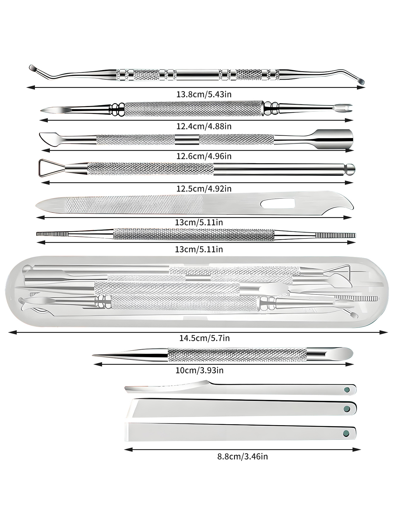 Manicure Pedicure Knife Set-Silver 10 Pieces-1 Set