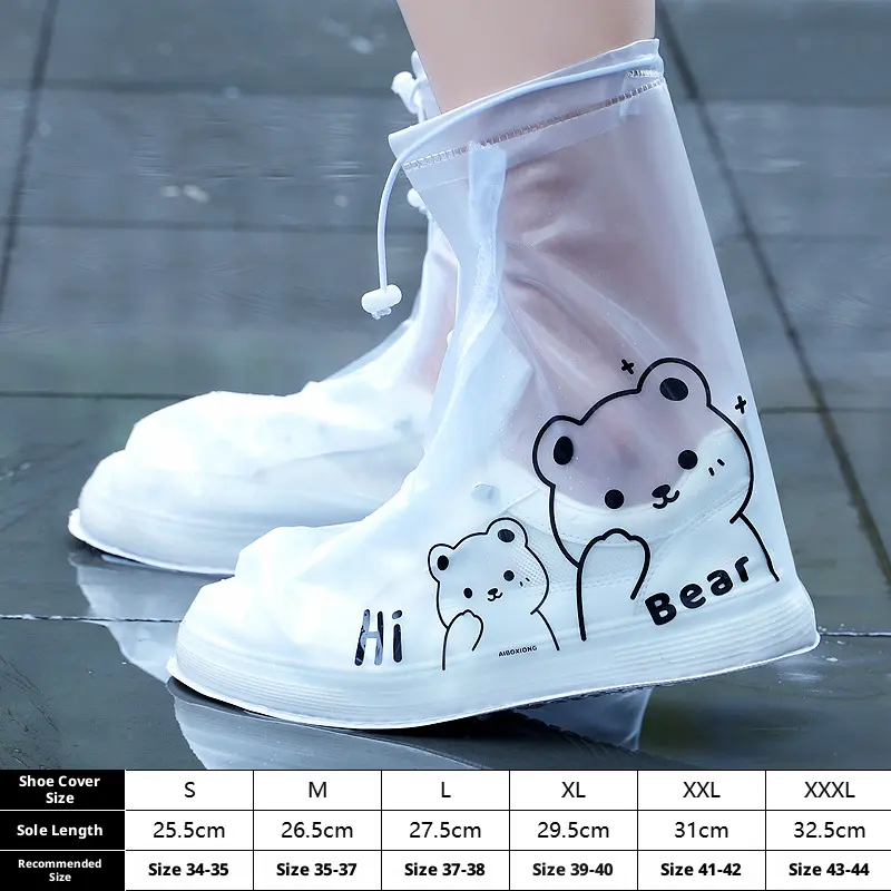 Waterproof rain boot cover-white-M size