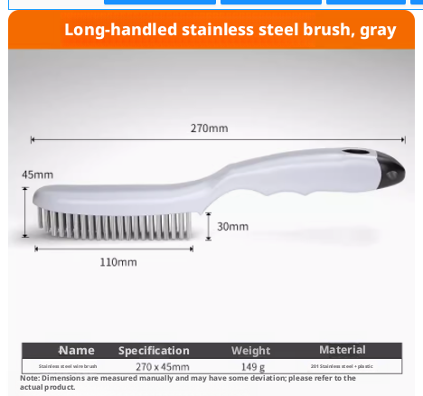 Steel wire brush with handle-Stainless steel straight handle brush-1 pack