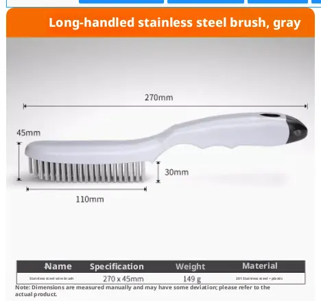 Steel wire brush with handle-Stainless straight handle