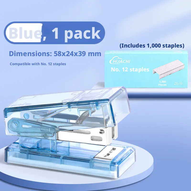 Mini transparent color stapler-blue- +1 box