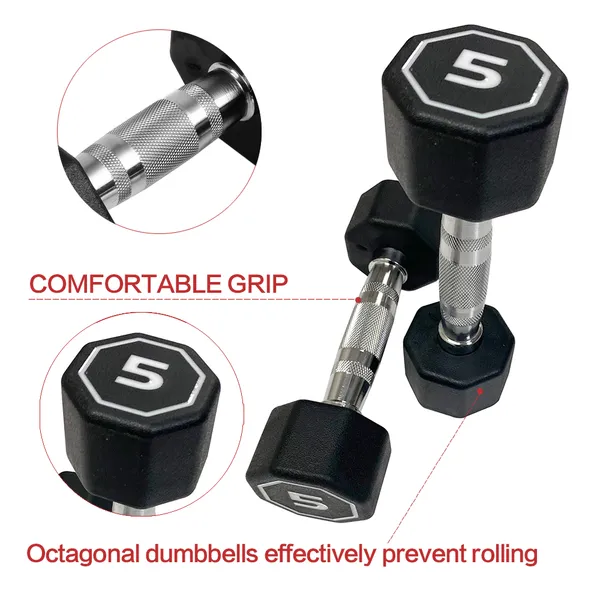 Premium Octagonal Dumbbell, Large Numbers, Hard Chrome Plated Handle Dumbbells To Assist With Push-Ups, 5 Lbs Set Of 2 Support For Self-pickup Face Sheet, Daily Face Sheet Submission Deadline 16-00
