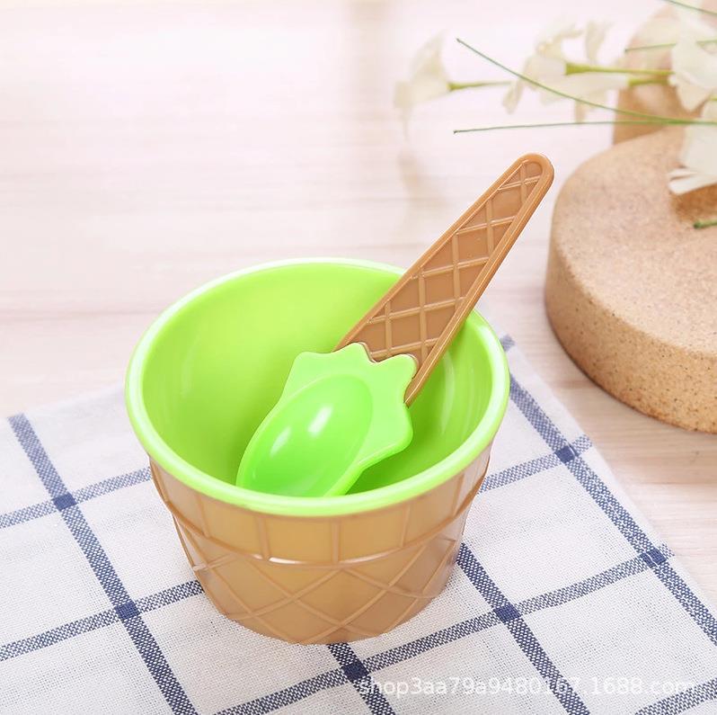 Ice cream bowl and spoon-green-1 set