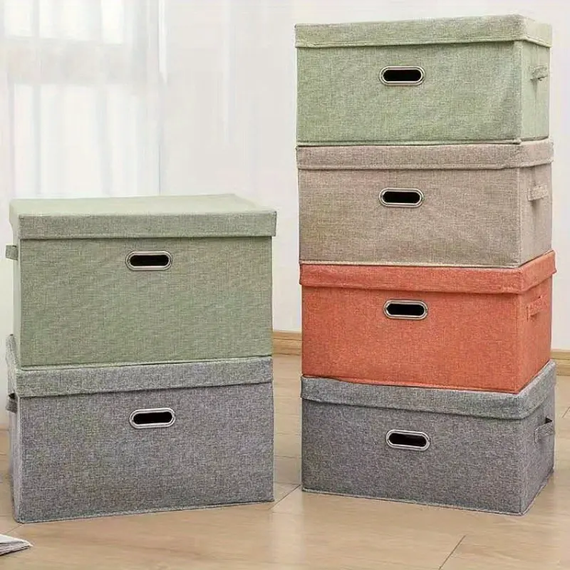 Fabric storage box-cotton linen metal buckle heaven