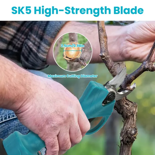 4-in-1 Pole Pruning Shears, Electric Pruning Shears & Pole Saws For Tree Trimming With 7 Adjustable Head Angles,Cordless Pole Shears And Battery Pole Saw With 2Pcs 3000mAh Rechargeable Batteries — foto 6