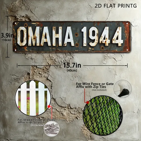 Vintage Omaha Beach Aluminum Wall Sign