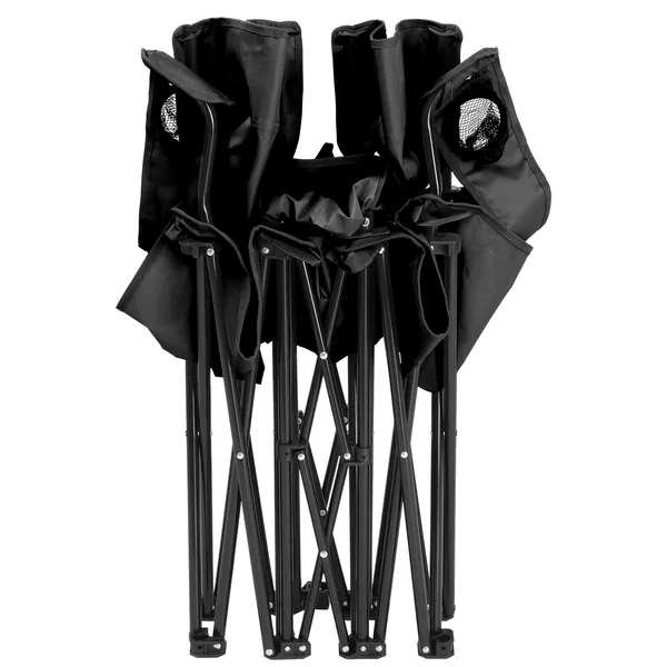 Portable Outdoor 2-Seat Folding Chair With Removable Sun Umbrella Black image 3