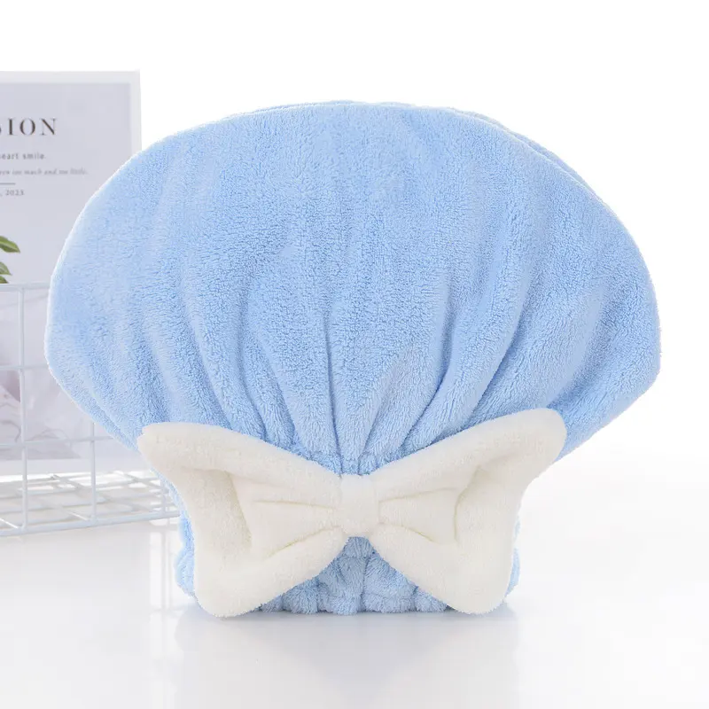 Bow Hair Drying Hat-Blue-1 Pack