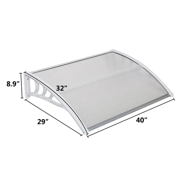 HT-100 X 80 Household Application Door & Window Rain Cover Eaves Transparent Board & White Holder